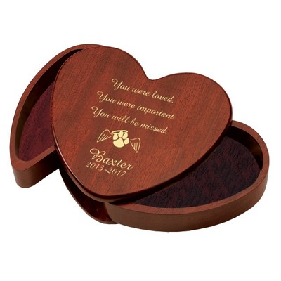Heart Shaped Rosewood Personalized Keepsake Box for Pets